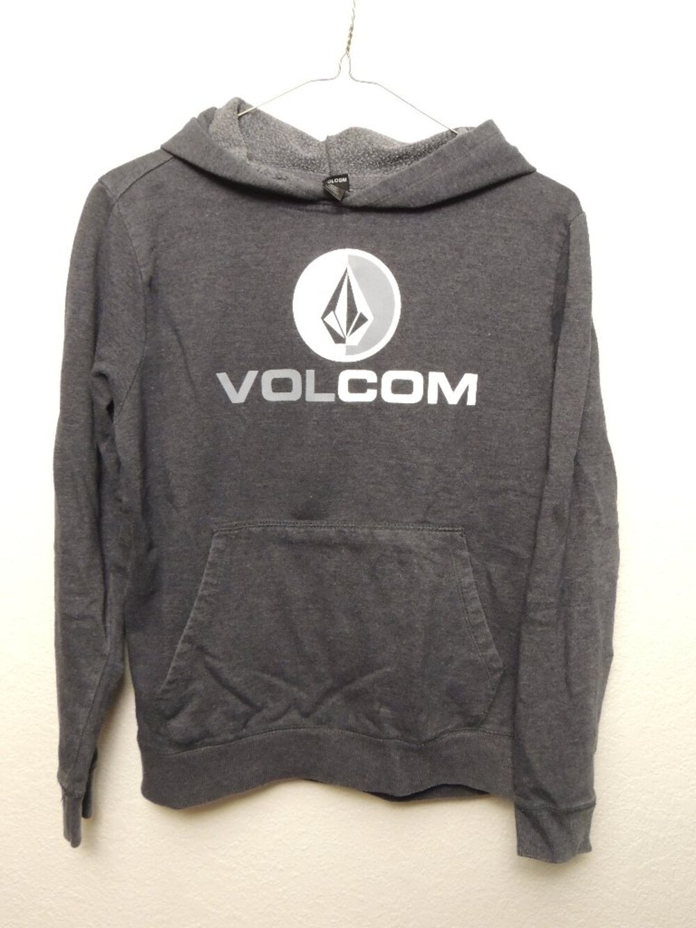 Volcom Boys Large Dark Navy Blue Heather Skate Stone Logo Pullover Hoodie L